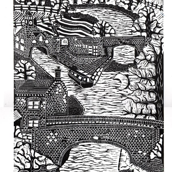 View Over Apple Pie Lane Bridge by John Freeman (Black)
