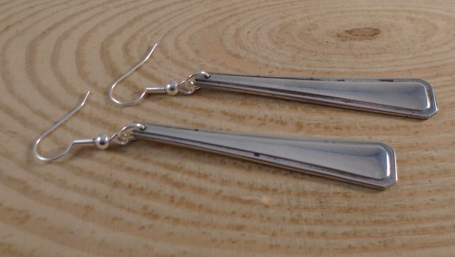 Upcycled Silver Plated Grecian Sugar Tong Handle Earrings SPE032014
