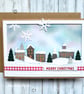 Nordic Christmas Card - houses, village, snow, trees, blank inside. 3D - Image 1