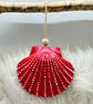 Hand painted scallop shell hanging decoration