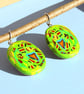 Abstract Pattern Dangle Earrings - Silver, Polymer Clay - Handmade - Unique - Image 2