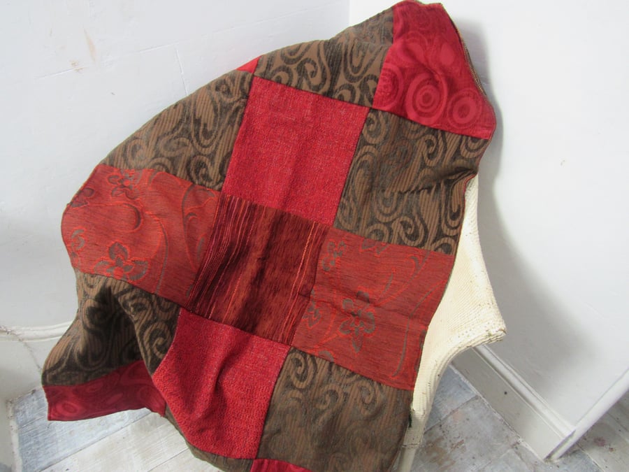 Red and Brown Patchwork Lap Quilt