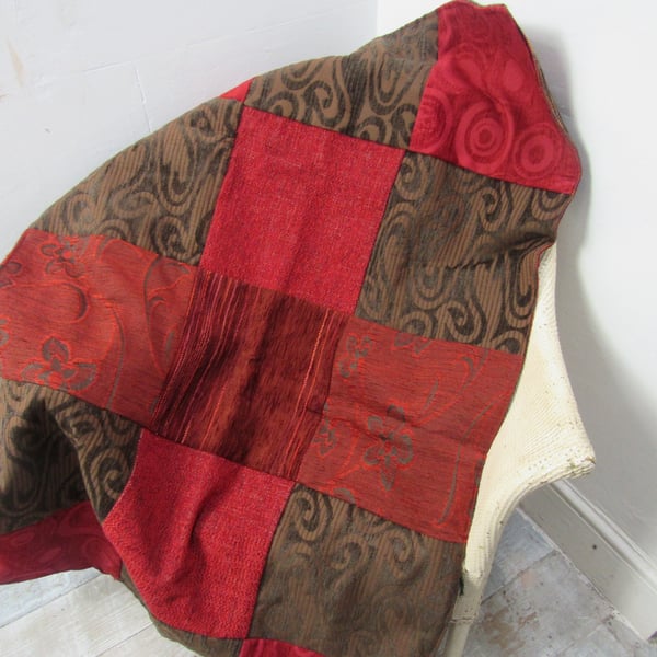 Red and Brown Patchwork Lap Quilt