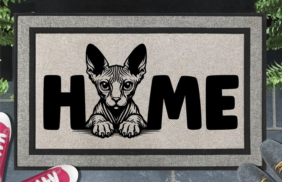 Sphynx Cat Home Door Mat No.2 - All Weather Doormat - 45x70cm 