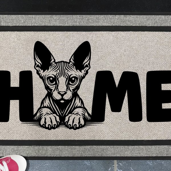 Sphynx Cat Home Door Mat No.2 - All Weather Doormat - 45x70cm 