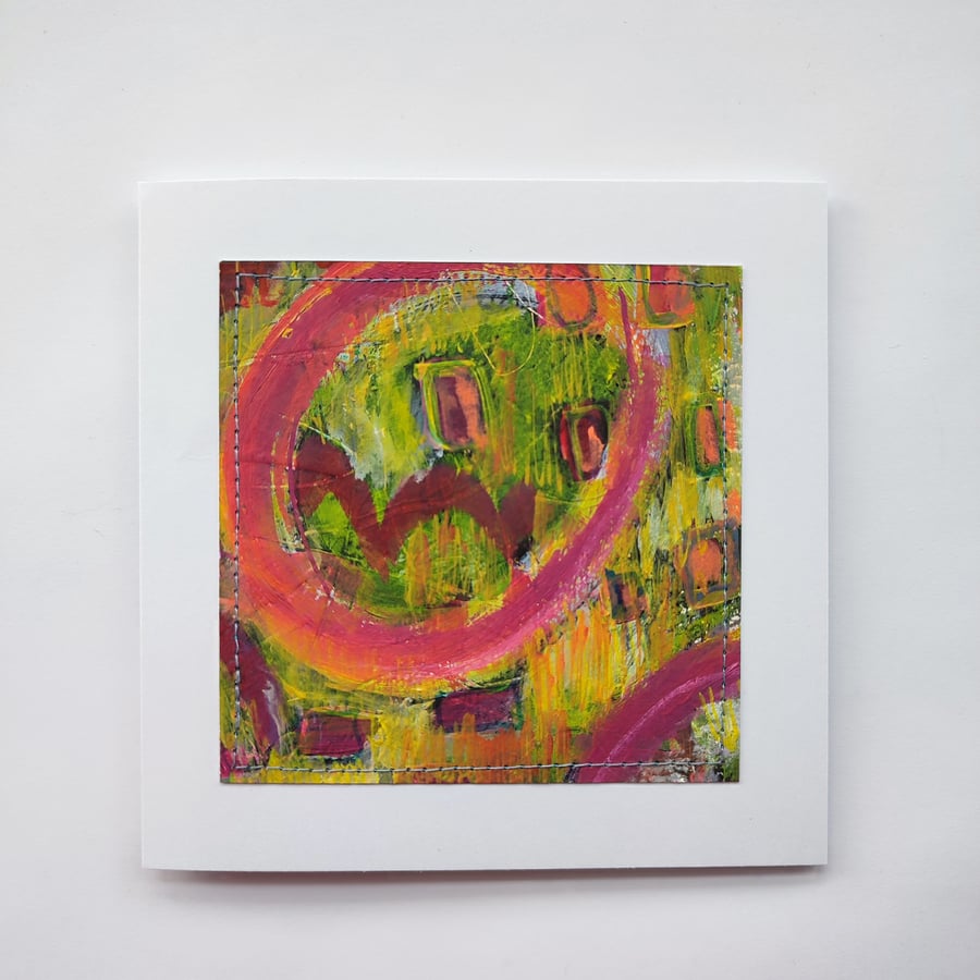 Abstract, hand painted, blank greeting card