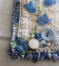 Blue flower textile art brooch - Image 3
