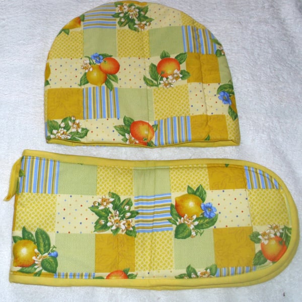 Citrus Fruits Tea cosy and oven gloves
