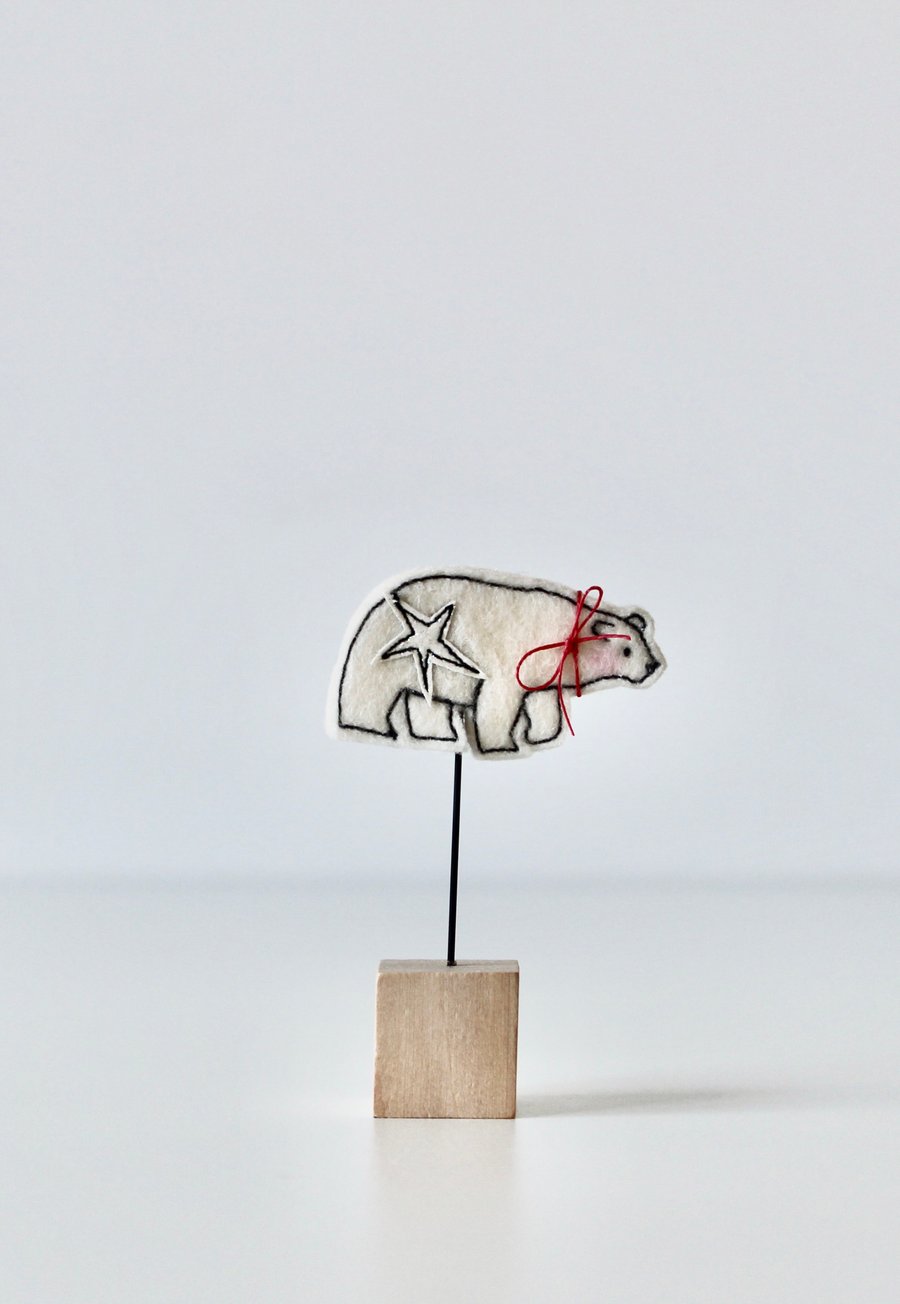 'Mr Polar Bear Junior' - On the block Christmas Decoration