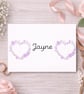 Personalised Wedding Name Place Card  Lilac Love Heart
