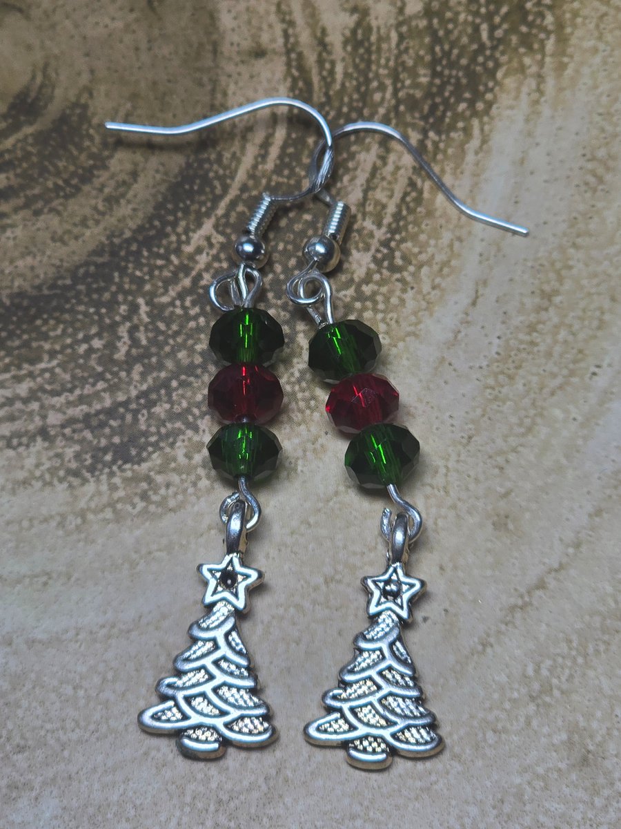 Christmas tree earrings Folksy
