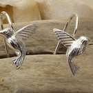 Dainty Hummingbird Sterling Silver Earrings