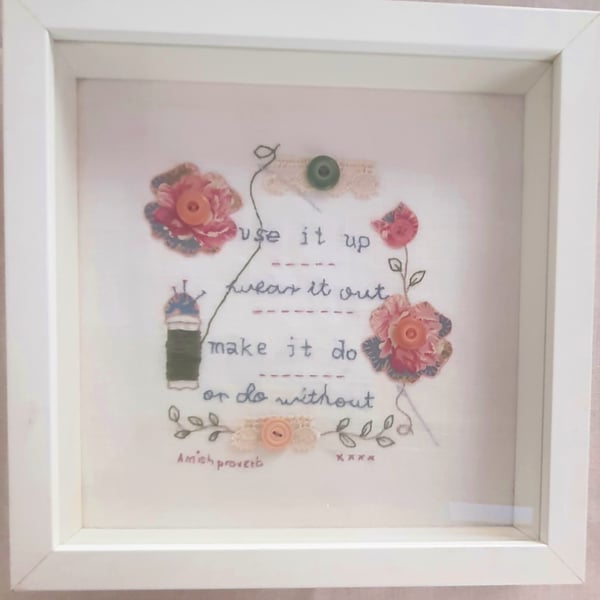 Box framed Applique & Embroidered picture 