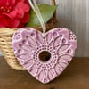 Small Pottery heart decoration pink