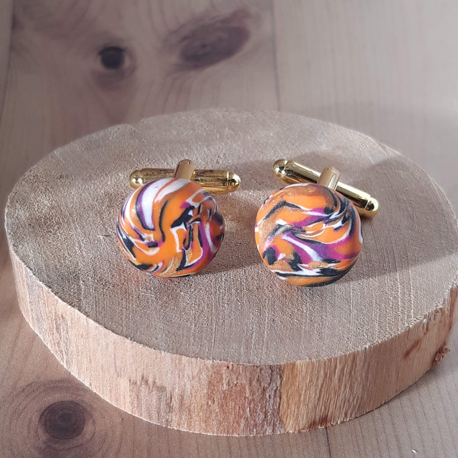 Jewellery for men - brightly coloured polymer clay cufflinks