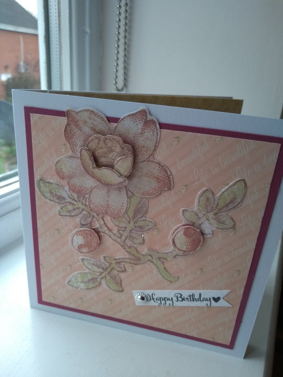 Modern flower and berries birthday card