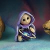 Tiny Astronomer Gnome 'Astra' 1.5" OOAK Sculpt by Ann Galvin