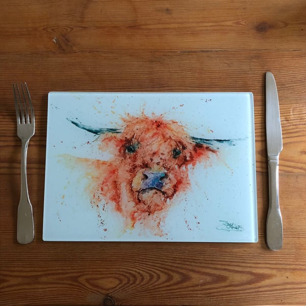 Highland Cow Glass Placemat, Wildlife Design Table Mat, Glass Trivet, Hot Plate,