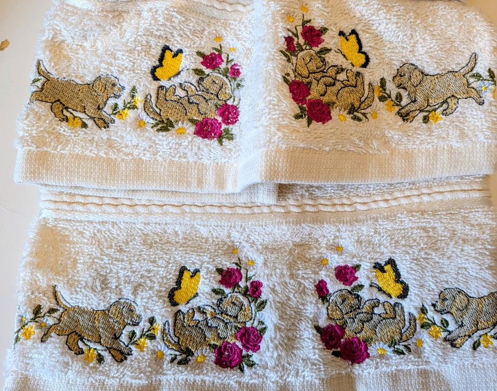 Beautiful Embroidered Pair of Hand towels 