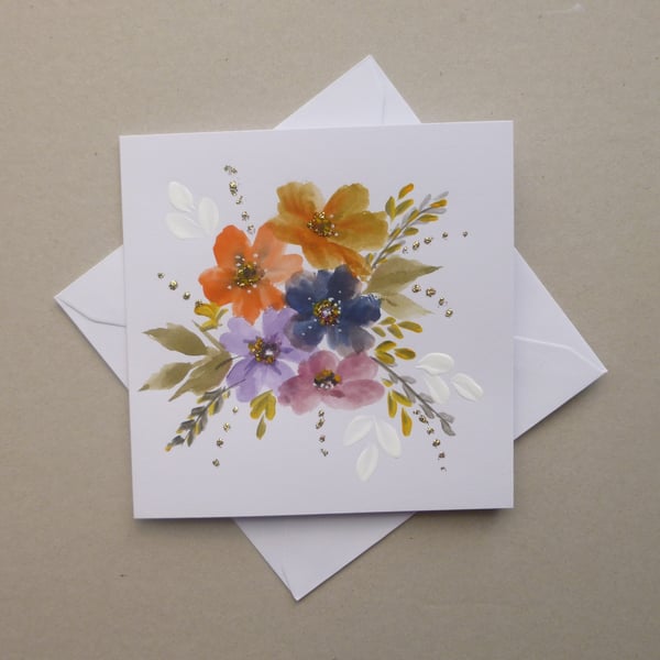 hand painted original art floral greetings card... - Folksy