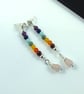 Earrings, Sterling Silver Long Droppers with a Rainbow of Gemstones - Image 9