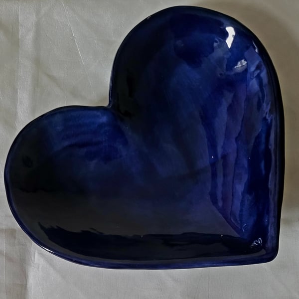 Midnight blue ceramic heart bowl
