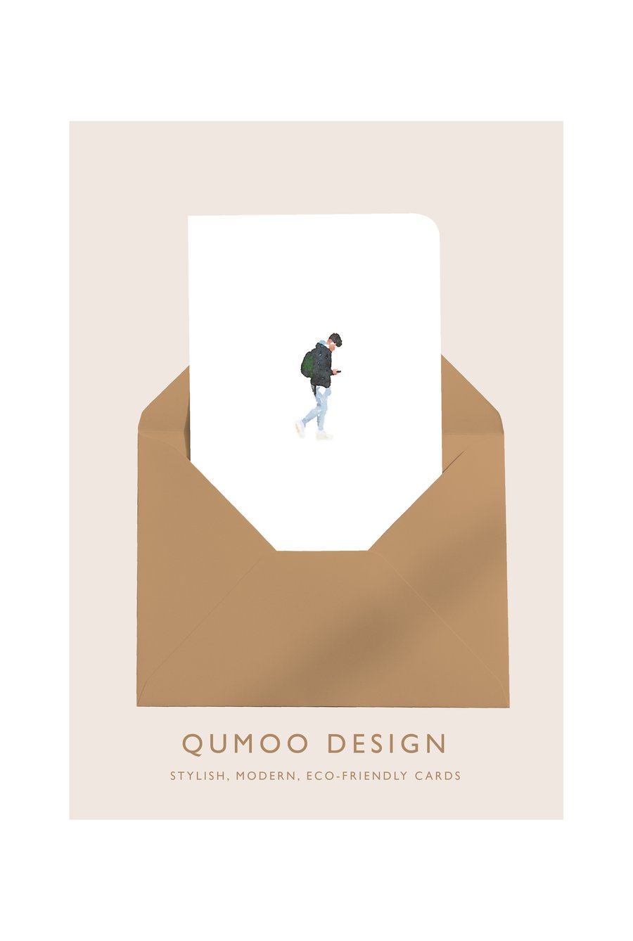 Cards Teenager Texting Mobile Phone Boy Male blank card gift watercolour (QM203)