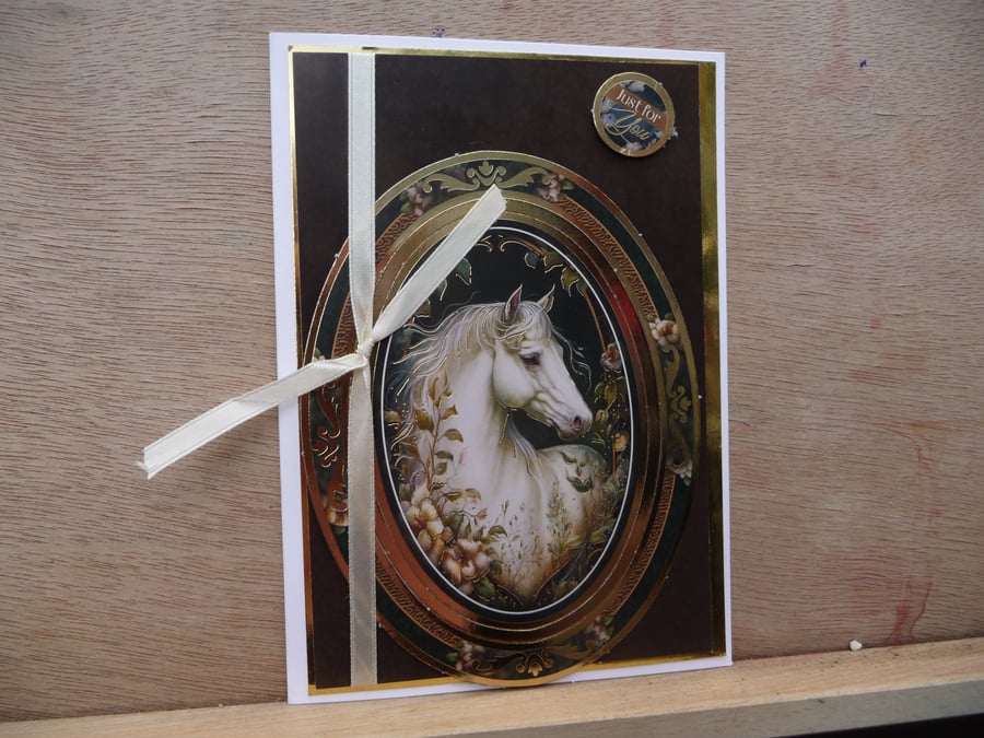 Horse themed birthday card wildlife enchanted forest greetings