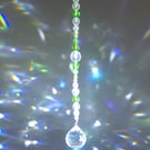 Suncatcher handmade hanging decoration green and clear sparkly rainbows