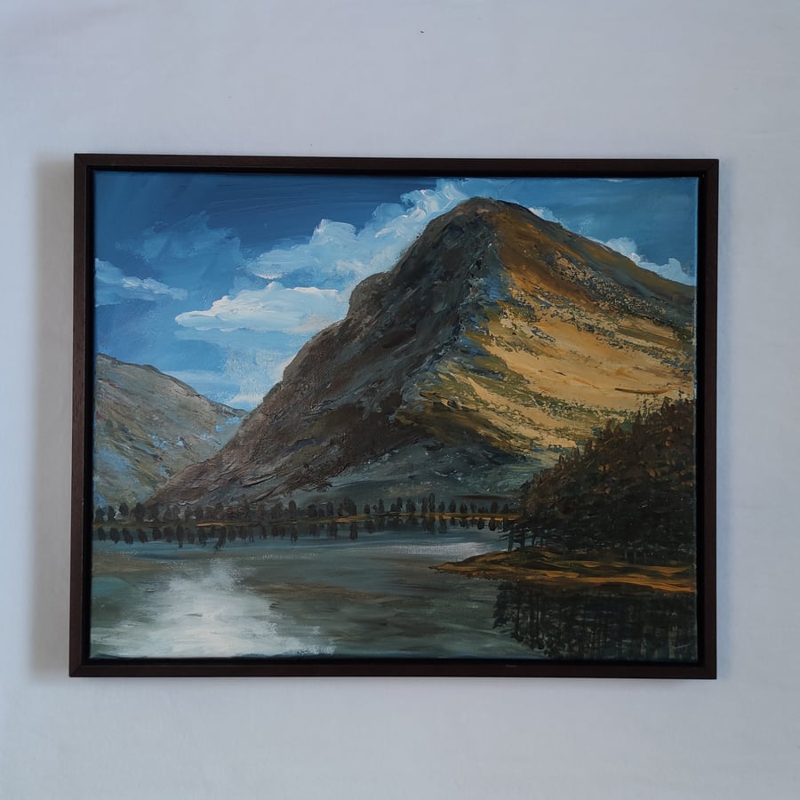 The Lakes, Lake District in summer landscape framed original