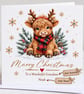 Personalised  Highland Cow Christmas Card – Custom Name & Relation - Image 3