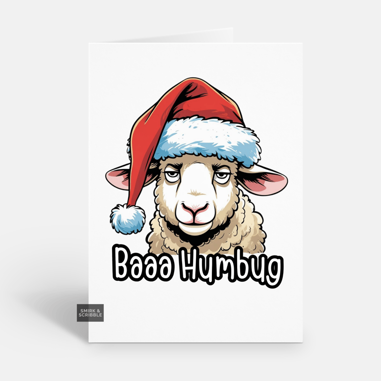 Unique Funny Christmas Card For Him Or Her - Sheep Pun Xmas Greeting 