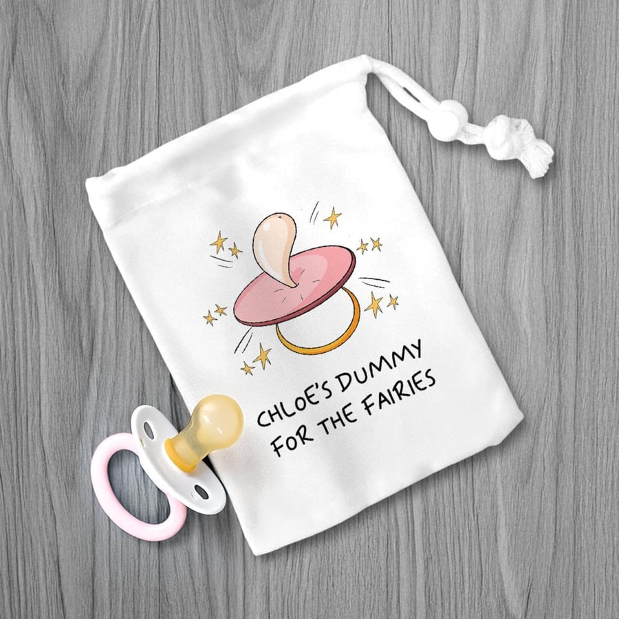 Personalised Girls Dummy Fairy Bag – Canvas Drawstring Bag with Stopper – Keepsa