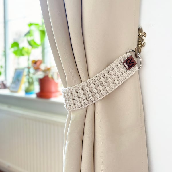Crochet curtain tie backs, Curtain holdback, Handmade tie back, New home gift.