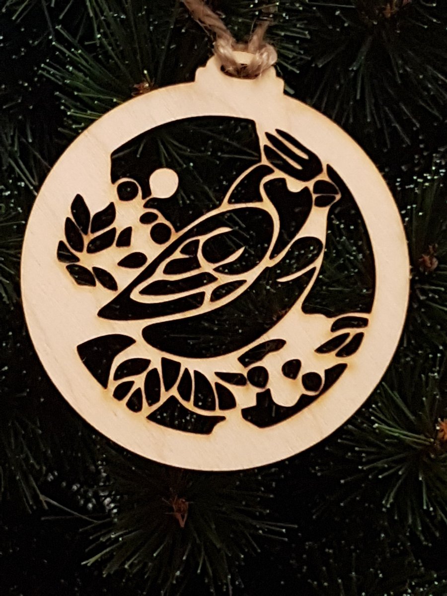 Birch Christmas Xmas Bauble Single Bird - Laser cut wooden shape
