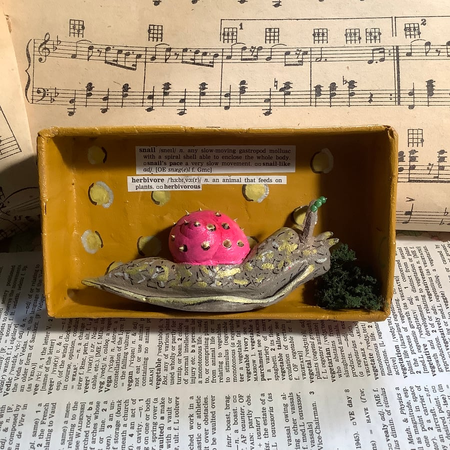 Snail sculpture. Paper clay. Unique. Gardener. Wall art. Funny. Gift 