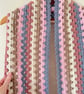 Multicoloured Crochet Infinity Scarf - Handmade - Retro - Granny Stripe - Pink - Image 2