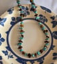 Tiger's eye and turquoise chip necklace 