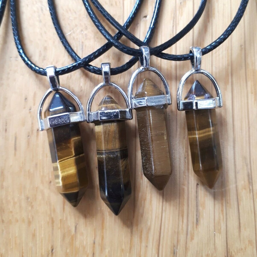 TIGERS EYE FIXED Bullet Pendant and Chain, Confidence, Courage, Crystal, Gemston