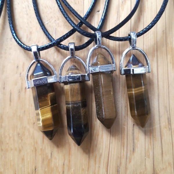 TIGERS EYE FIXED Bullet Pendant and Chain, Confidence, Courage, Crystal, Gemston