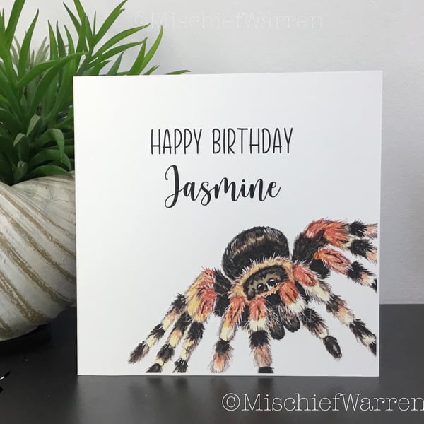 Personalised Spider Card for Any Occasion. Tarantula birthday card.