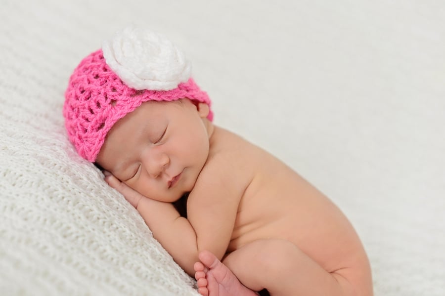 Hot Pink Newborn Baby Flower Beanie Photo Prop Hat UK