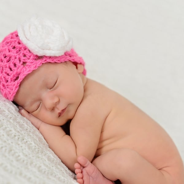 Hot Pink Newborn Baby Flower Beanie Photo Prop Hat UK