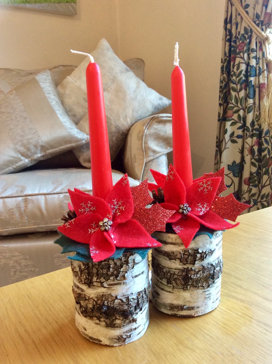 Two Christmas Candle Arrangements Stunning Yule Log Centrepiece Decorations
