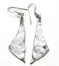Silver Wire Hoop Earrings with Beaten leaves - Image 1