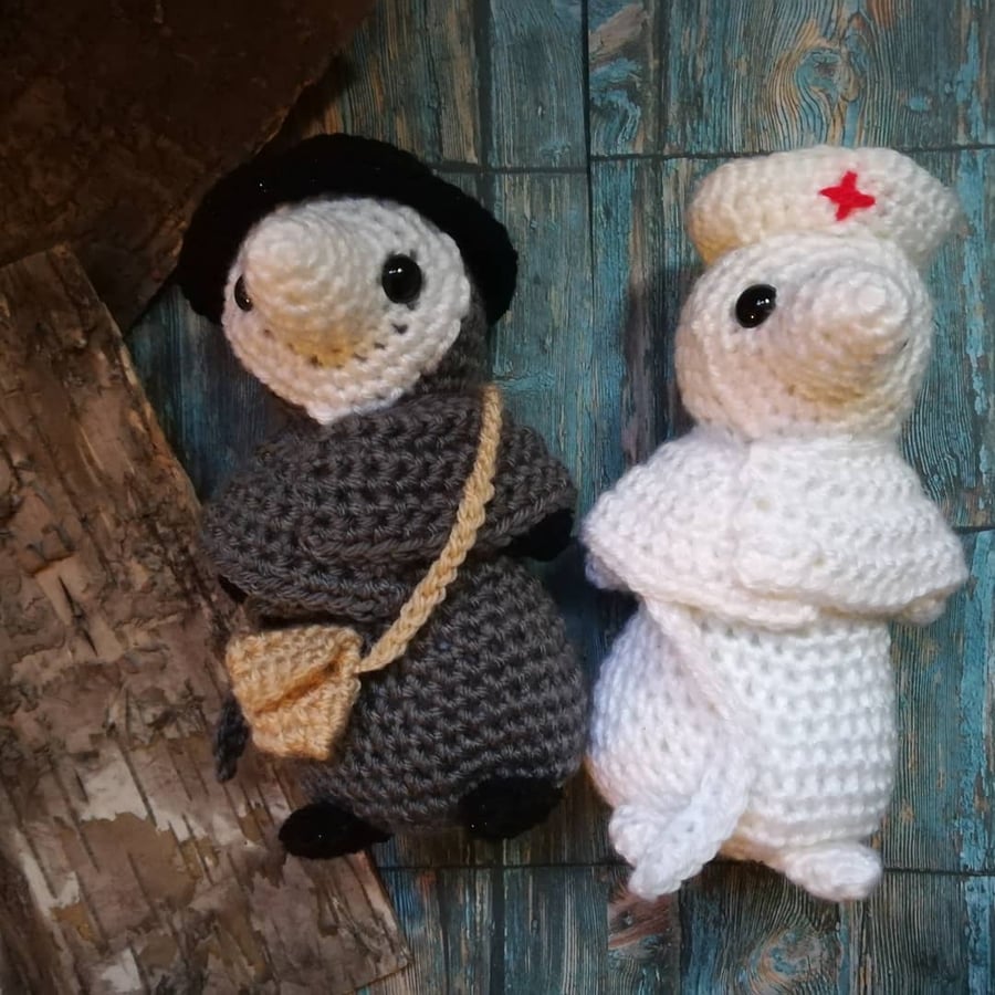 Plague Doctor and Nurse Set Folksy