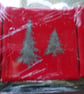 Fused Glass Set of Six Wine Coasters. 4" Square. Red and Green Christmas Tree  - Image 2