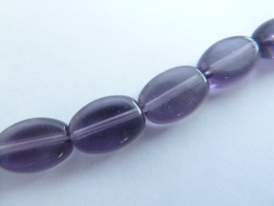 purple oval glass beads