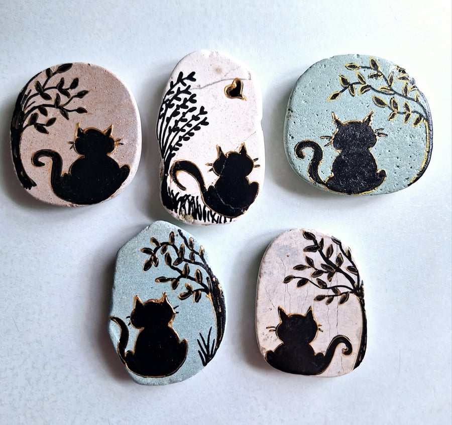 Cat Memorial Stone, Painted Cat On Rocks, Stone Art Pet Loss, Cat Lovers Gift