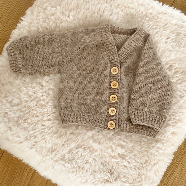 Beige Baby Cardigan Newborn 0-3 Months